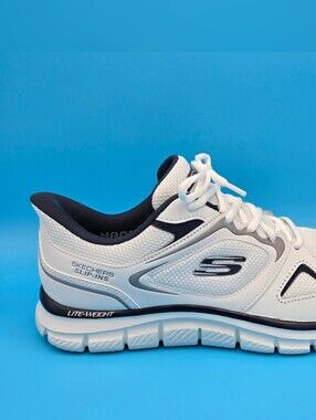 Skechers TRACK-EZRAL White/Darck Navy Wide Slip-Ins Memory Foam 233039W/WNY